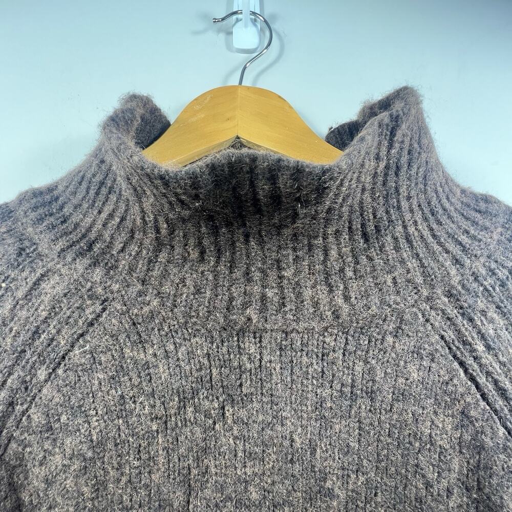 Banana Republic Women's Dark Brown Mock Neck Wool Sweater Sz XXL Kimono Sleeves - Picture 3 of 9